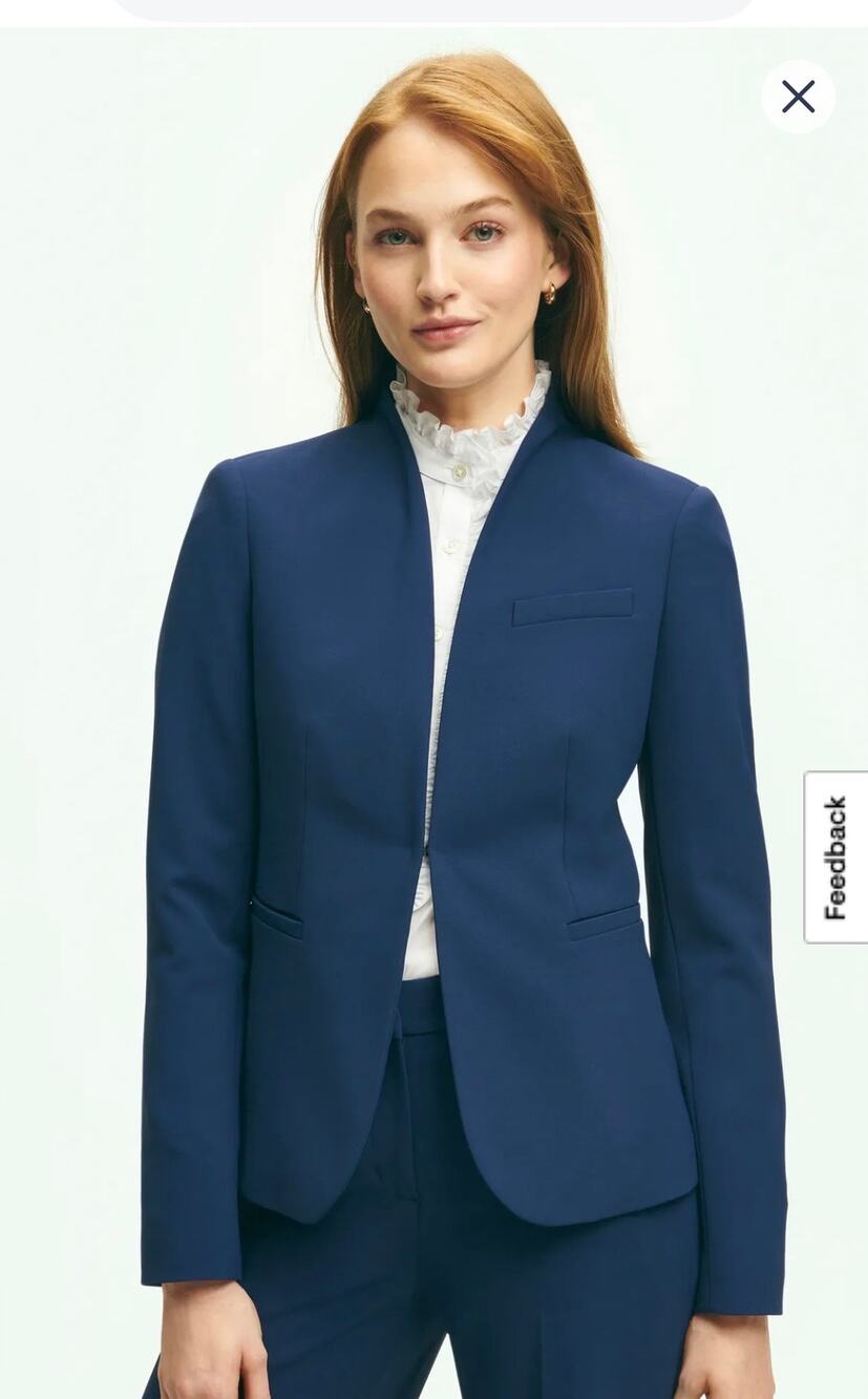 BROOKS BROTHERS Women's Navy Blue Collarless Blazer Size 6